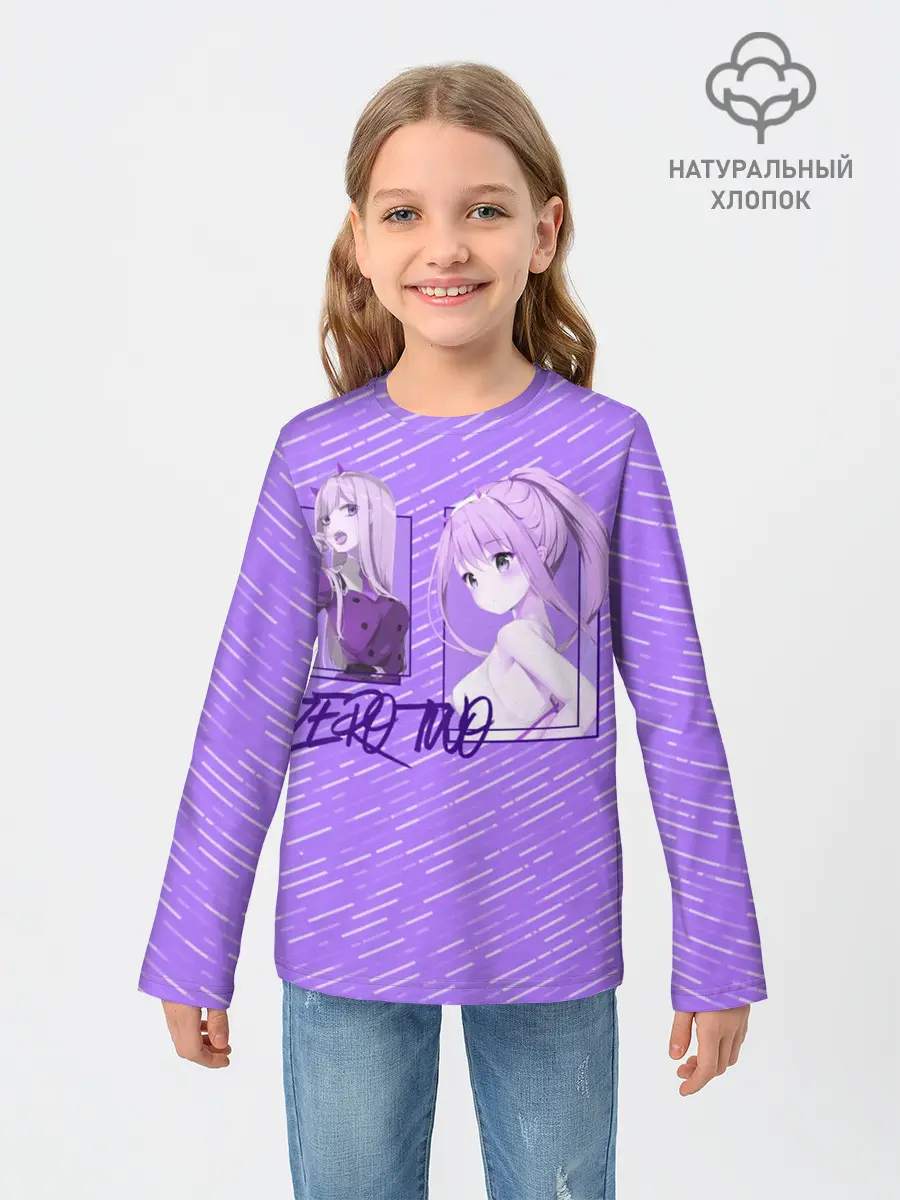 Детский лонгслив / Zero Two в прямоугольнике