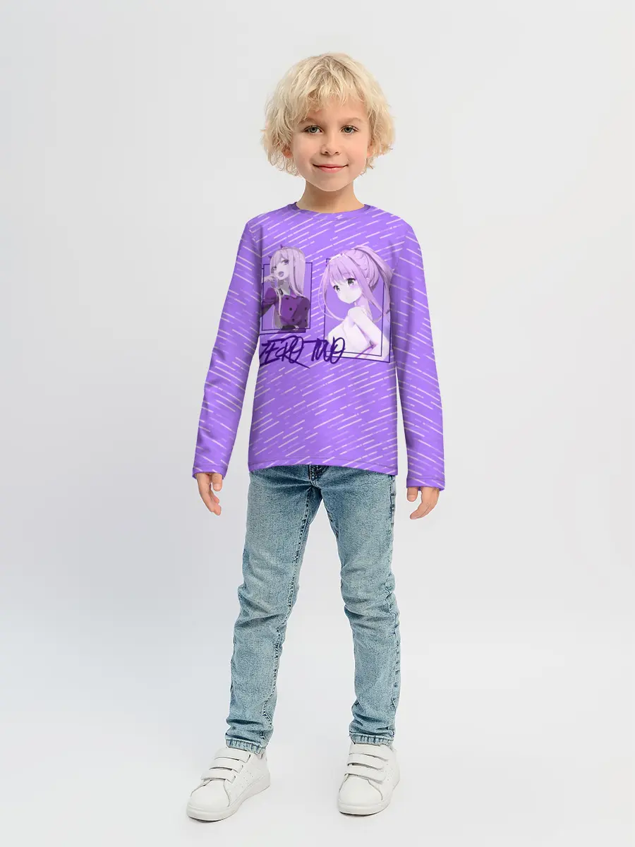 Детский лонгслив / Zero Two в прямоугольнике