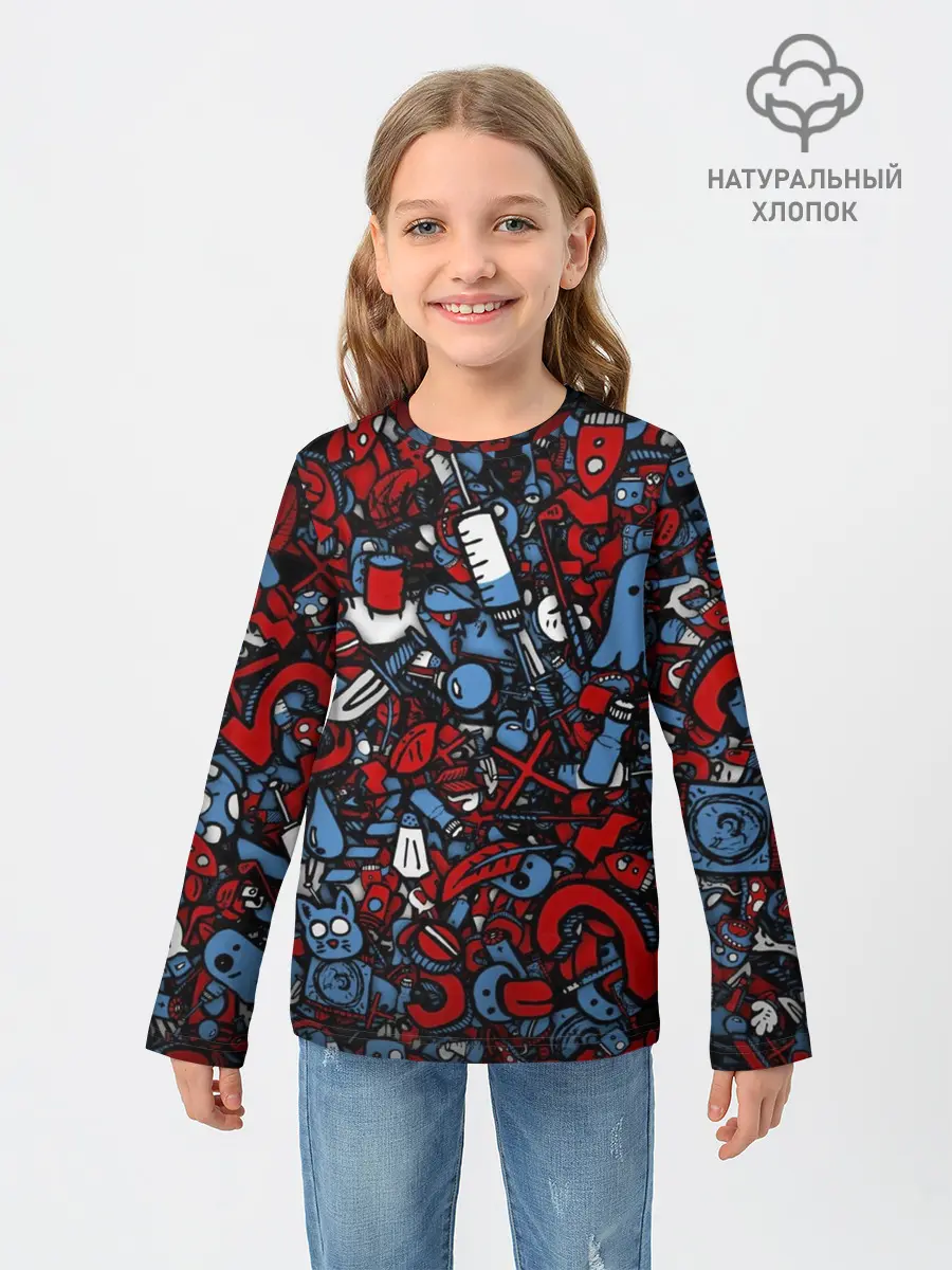 Детский лонгслив / RedBlue stikers