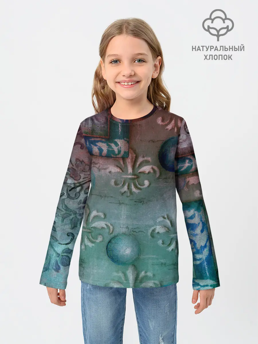 Детский лонгслив / Объемная абстракция - Флер-де-лис
