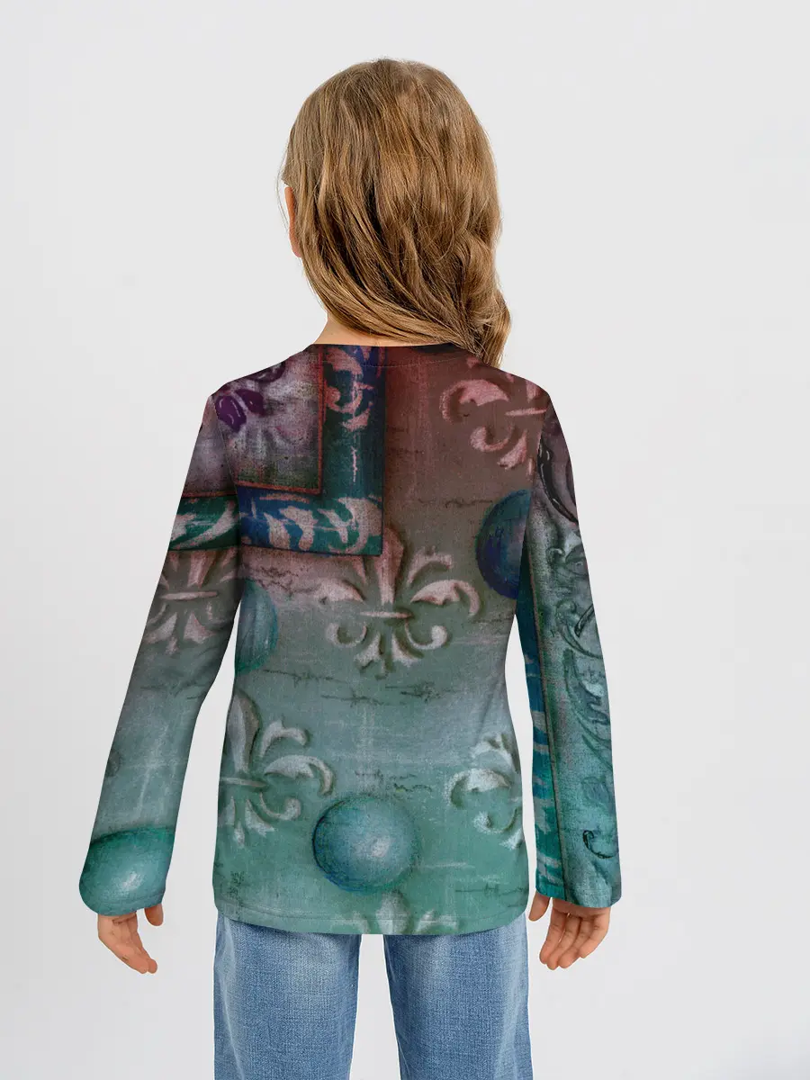 Детский лонгслив / Объемная абстракция - Флер-де-лис