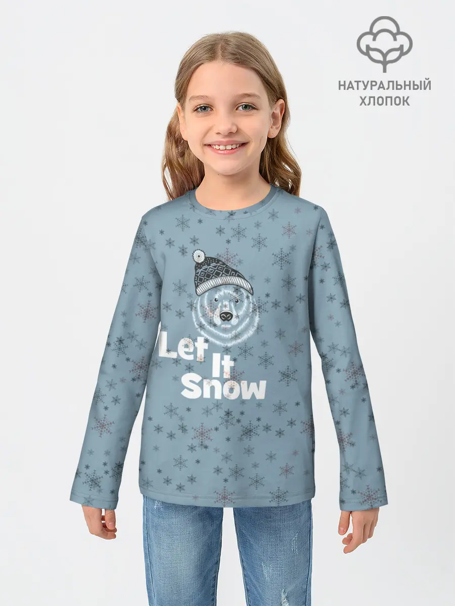 Детский лонгслив / Зима снежинки