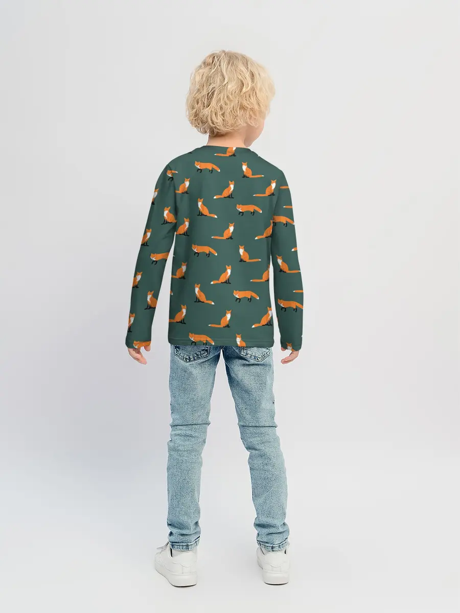 Детский лонгслив / Лисы паттерн