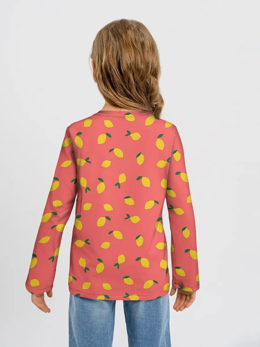 Детский лонгслив / Лимоны на кораловом