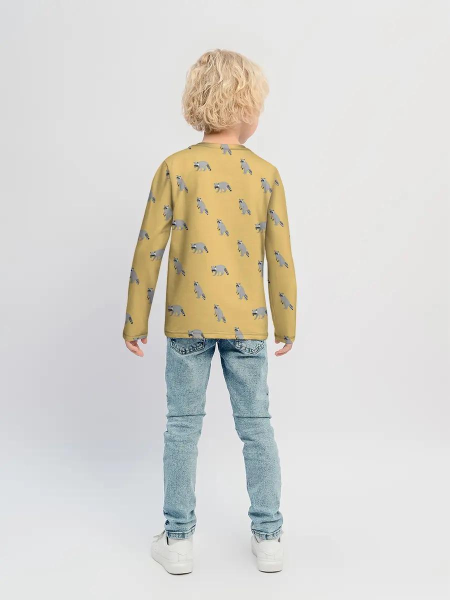 Детский лонгслив / Еноты паттерн