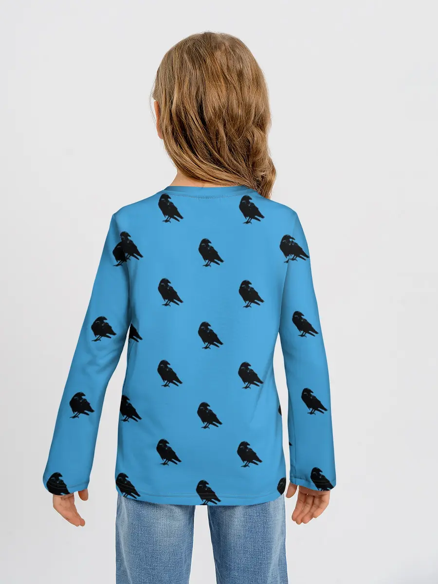 Детский лонгслив / Вороны паттерн