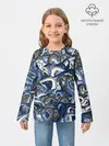 Детский лонгслив / Синий камуфляж с щупальцами