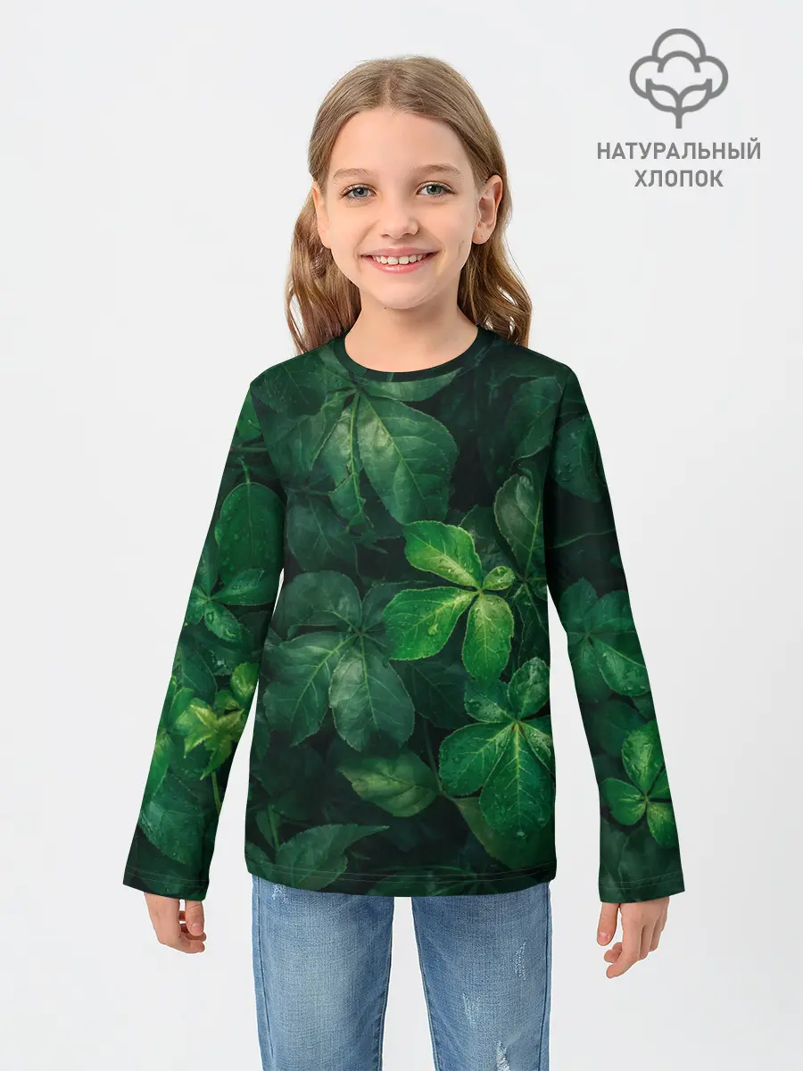 Детский лонгслив / Тропическая листва | Тропики