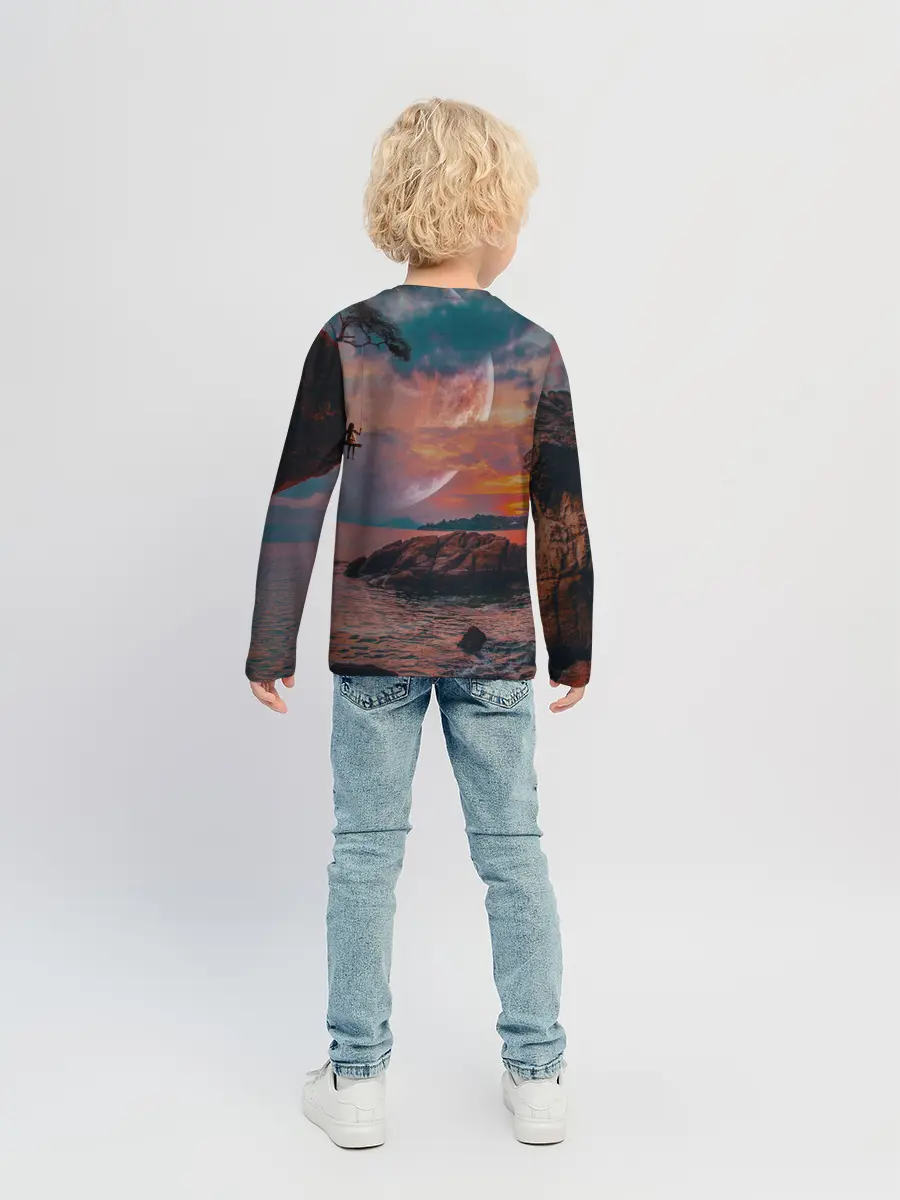 Детский лонгслив / закат на качелях