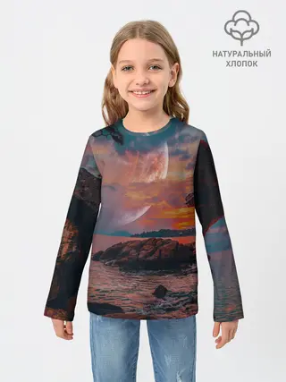 Детский лонгслив / закат на качелях