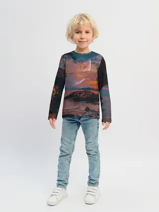 Детский лонгслив / закат на качелях
