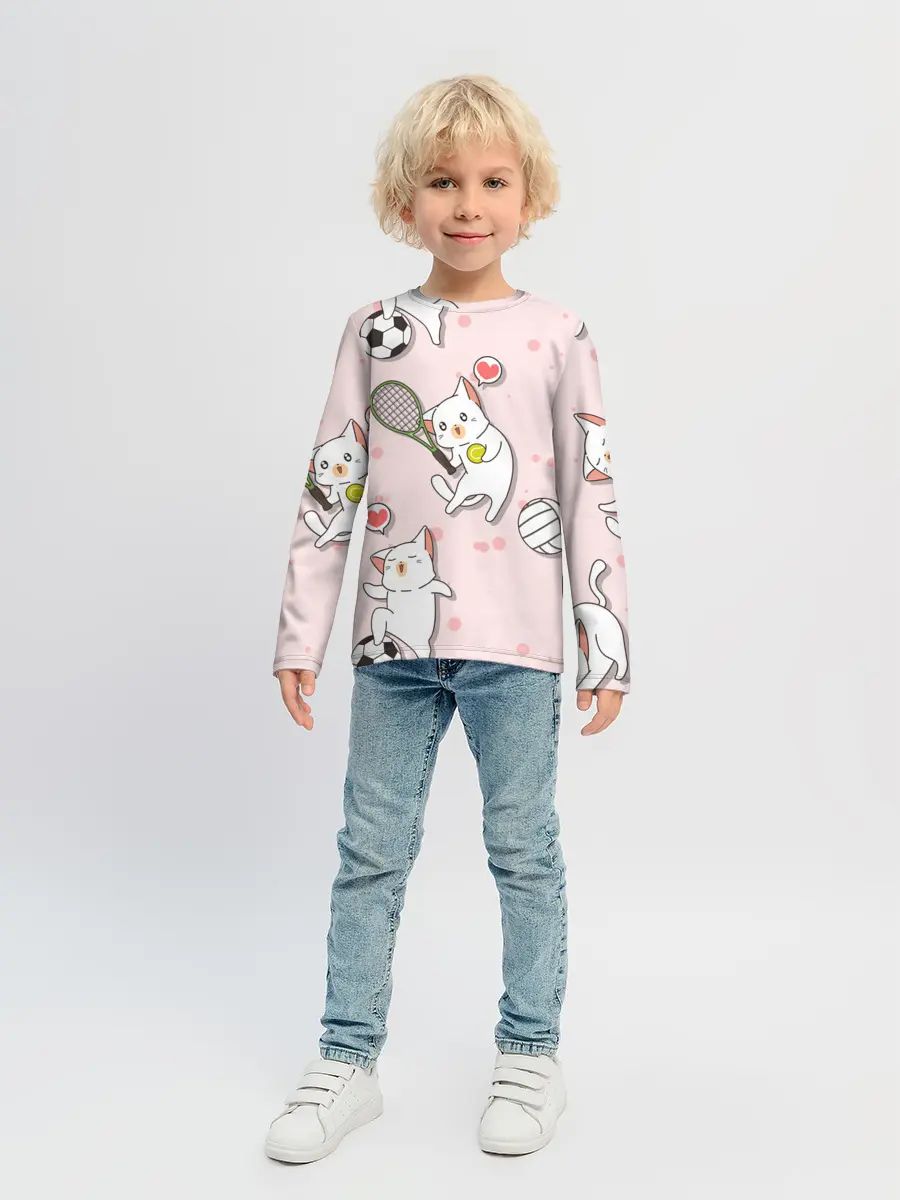 Детский лонгслив / Спортивные котики | Мяу спорт