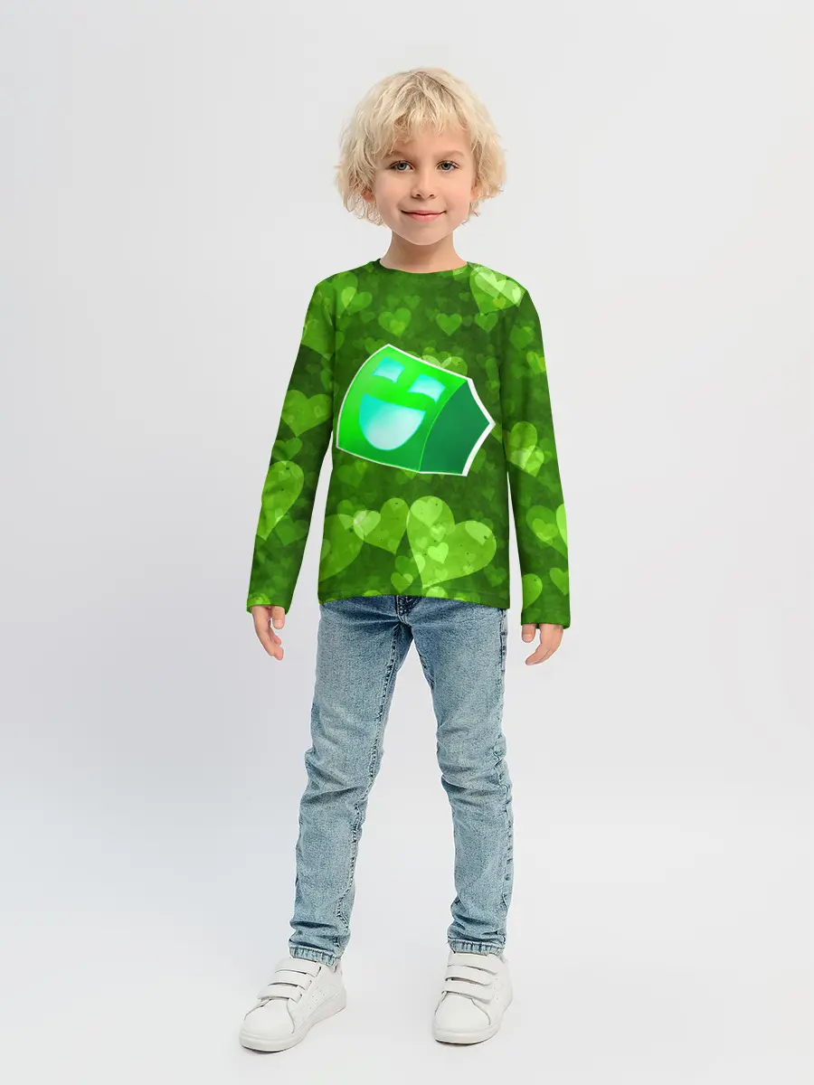 Детский лонгслив / Geometry Dash | Green Love