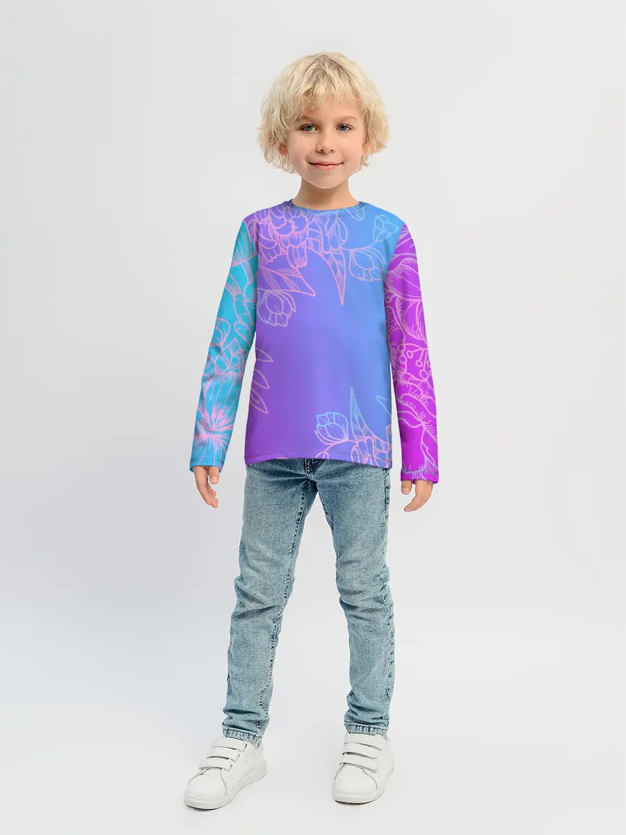 Детский лонгслив / Цветочный Градиент
