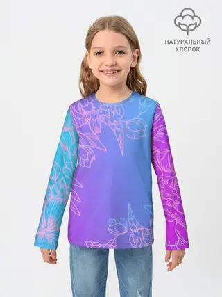 Детский лонгслив / Цветочный Градиент