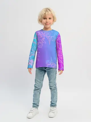 Детский лонгслив / Цветочный Градиент