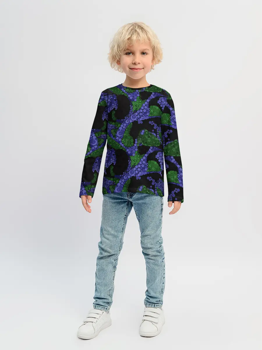 Детский лонгслив / Абстрактный темный в горох