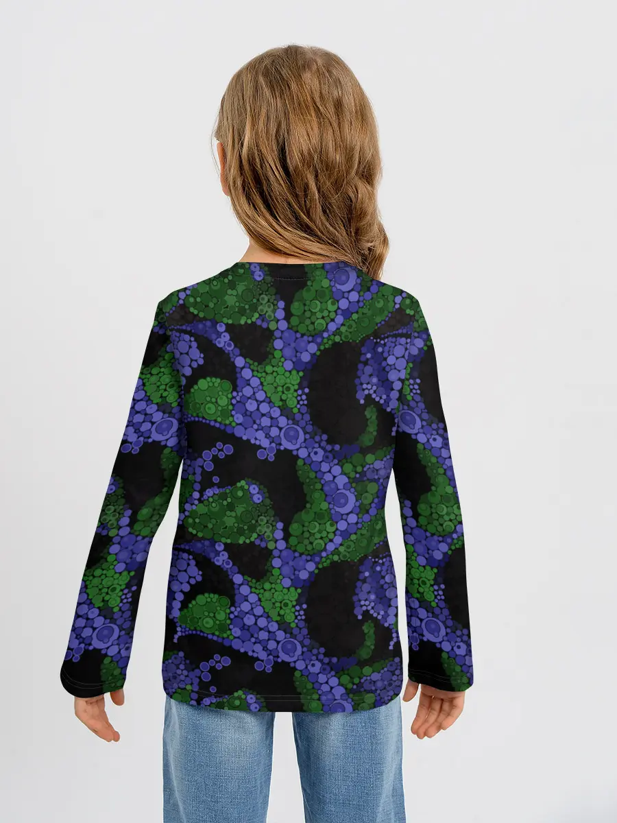 Детский лонгслив / Абстрактный темный в горох