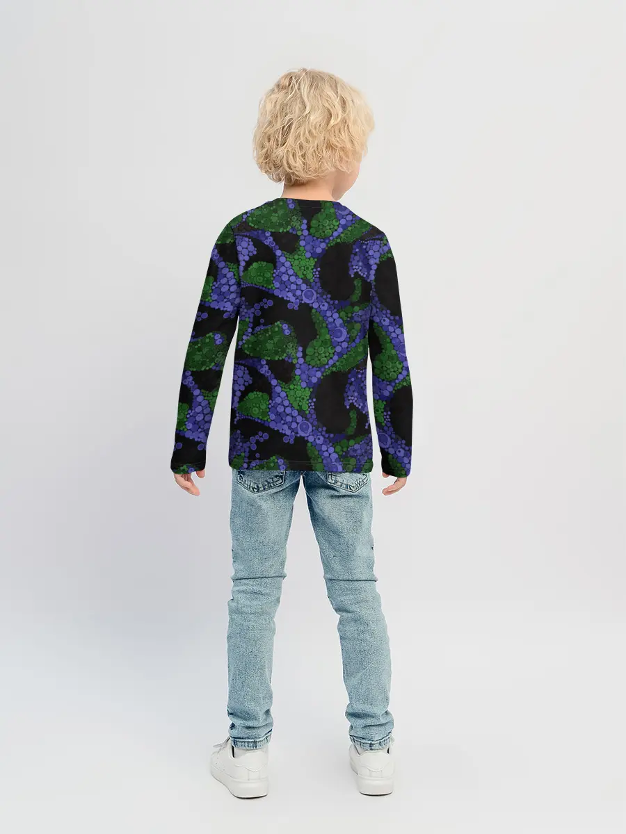 Детский лонгслив / Абстрактный темный в горох