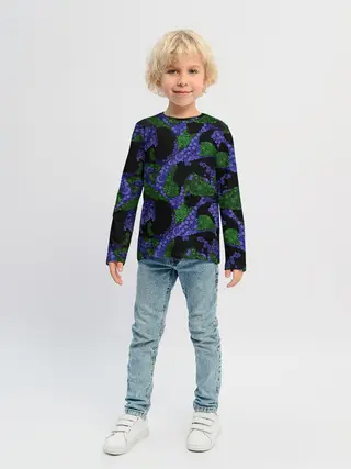 Детский лонгслив / Абстрактный темный в горох