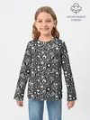 Детский лонгслив / Кружевной черно белый узор