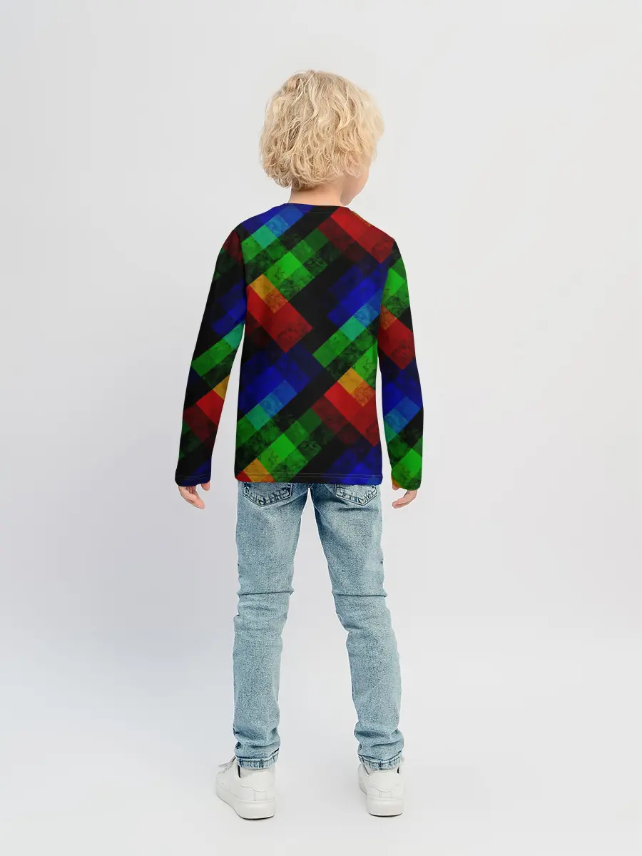 Детский лонгслив / Разноцветный мраморный узор