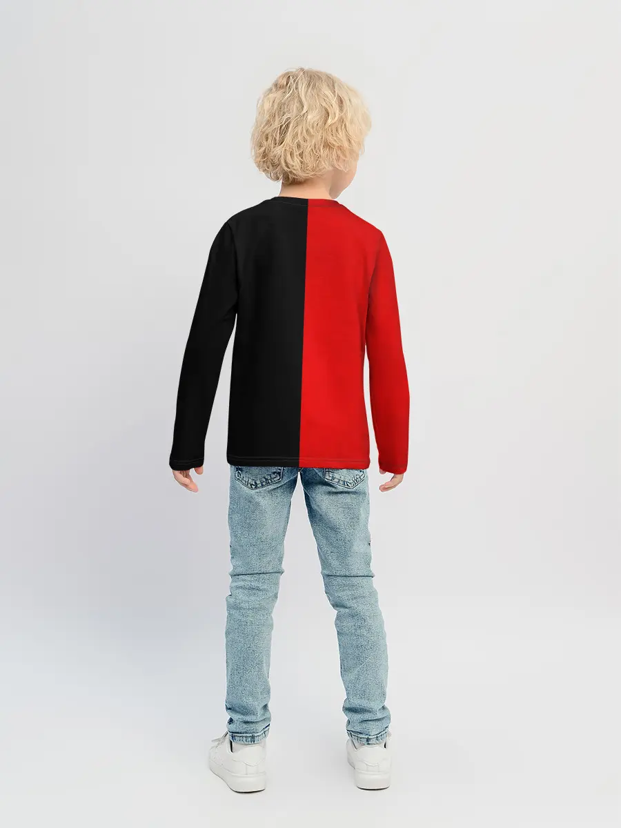 Детский лонгслив / Smail Black and red