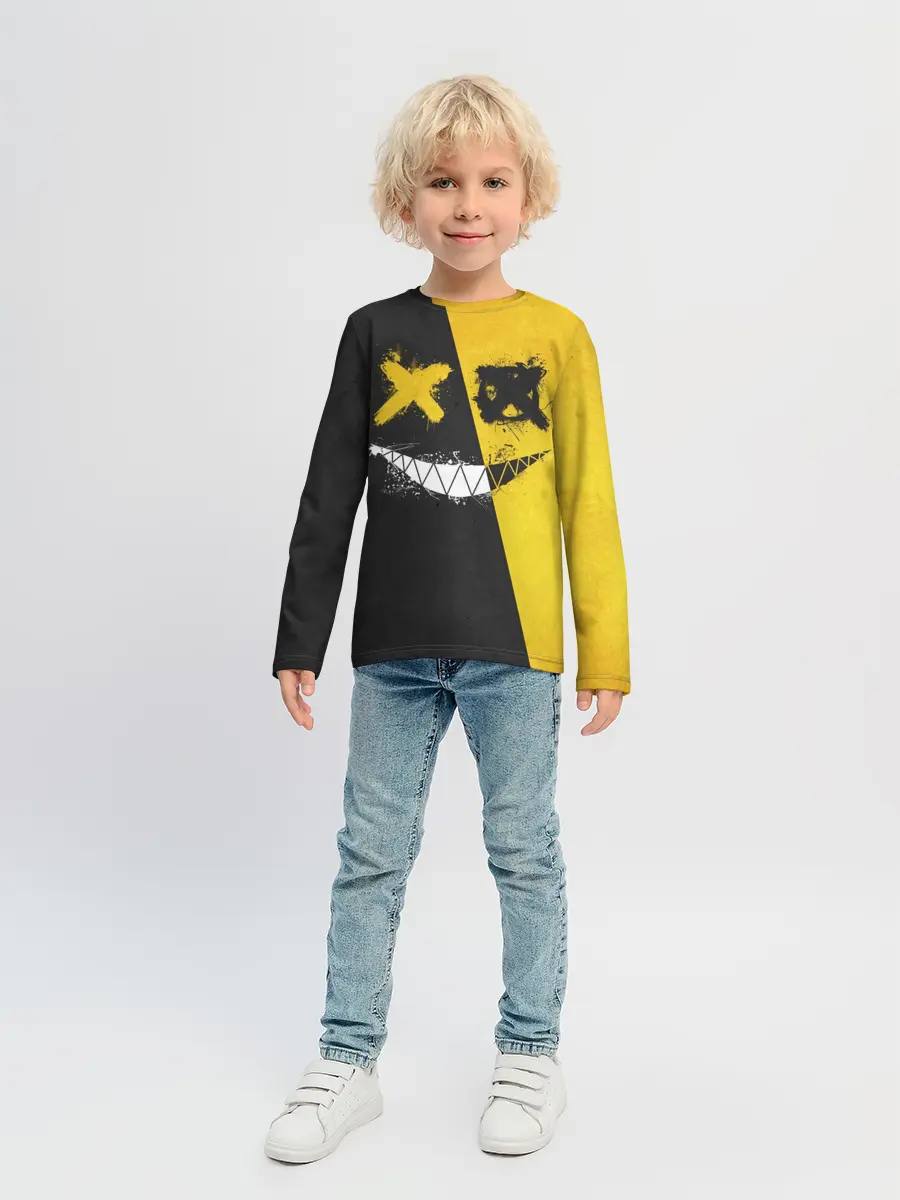 Детский лонгслив / Yellow and Black Emoji