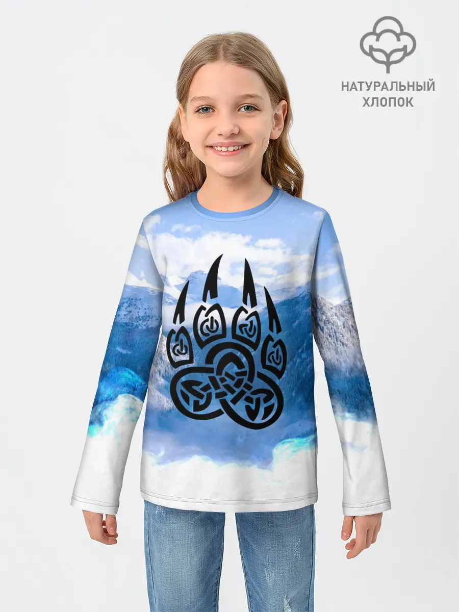 Детский лонгслив / Печать Велеса | Волчья лапа