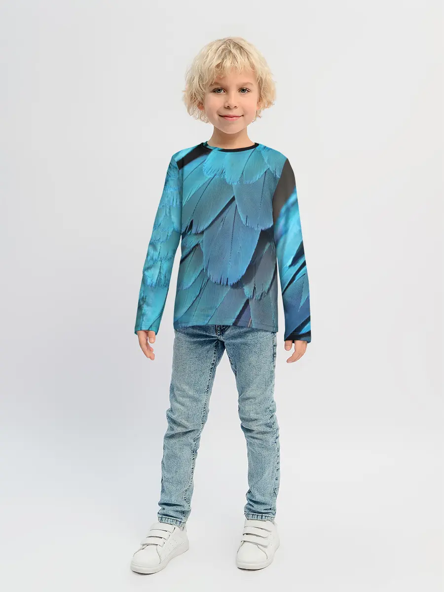 Детский лонгслив / Перья попугая
