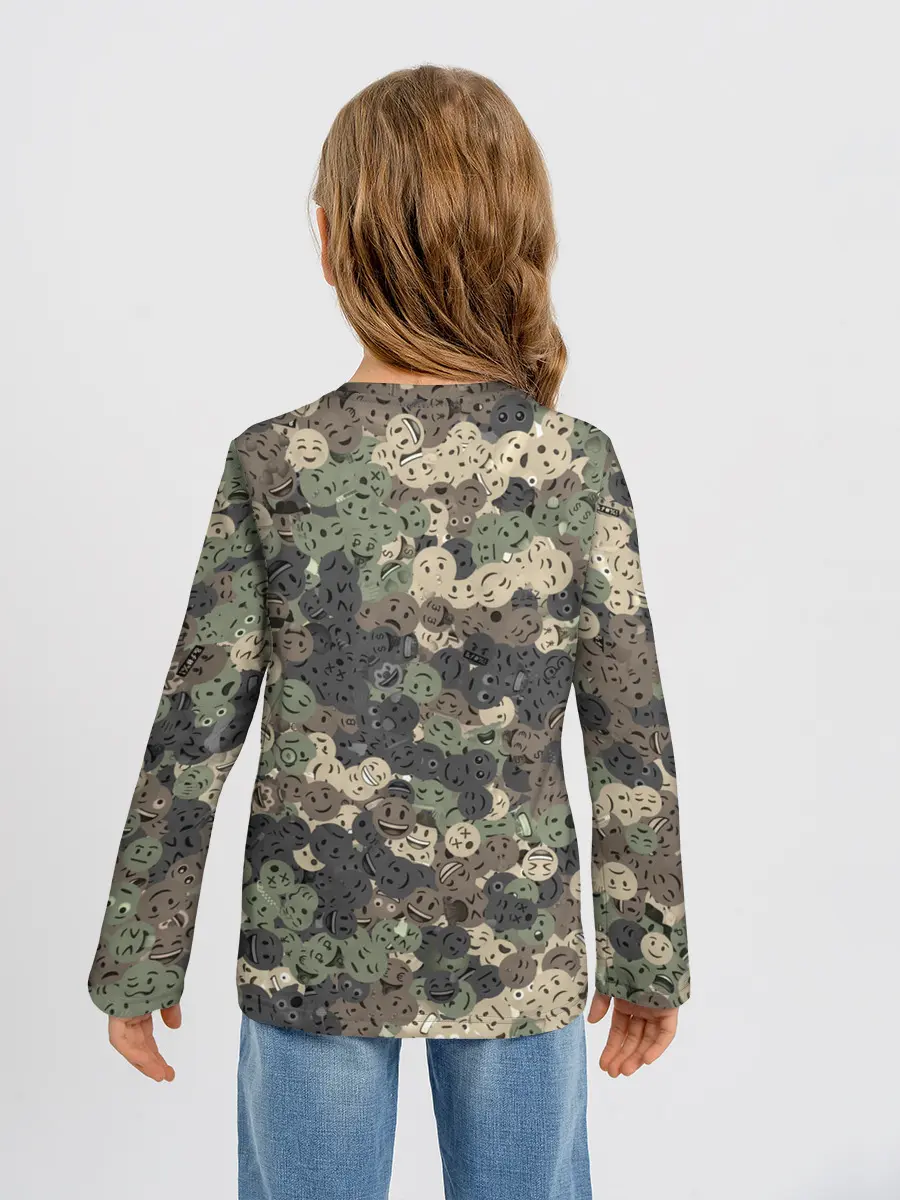 Детский лонгслив / Эмодзи камуфляж