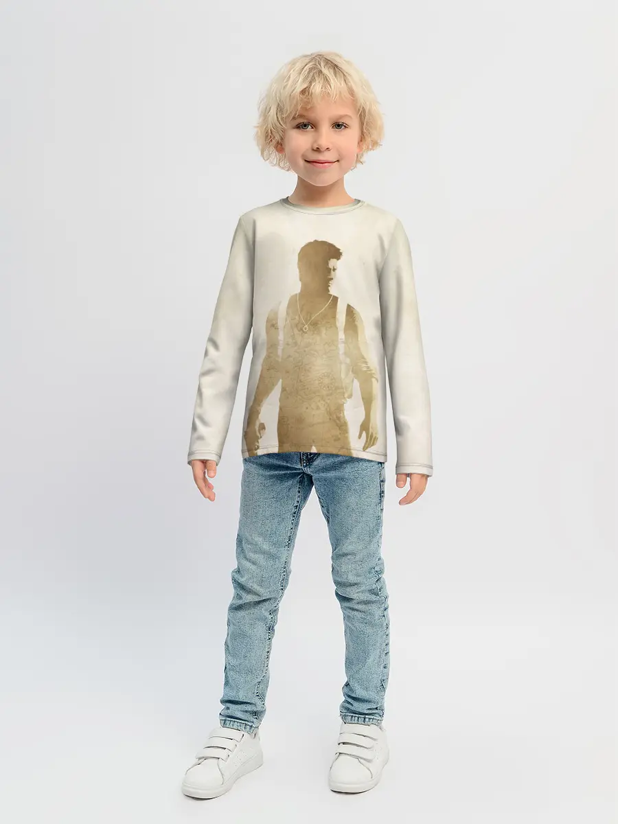 Детский лонгслив / Силуэт Нейта Дрейка Uncharted