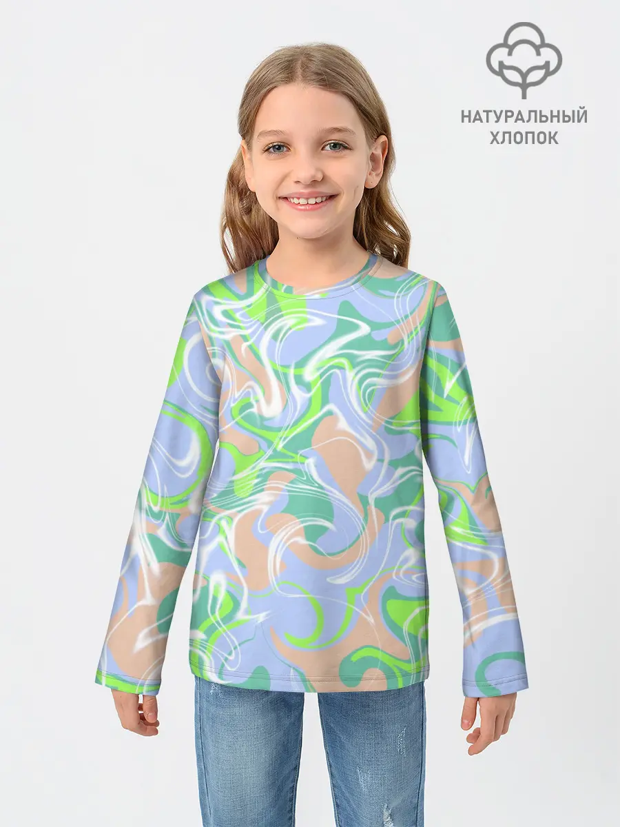 Детский лонгслив / Разноцветные разводы красок