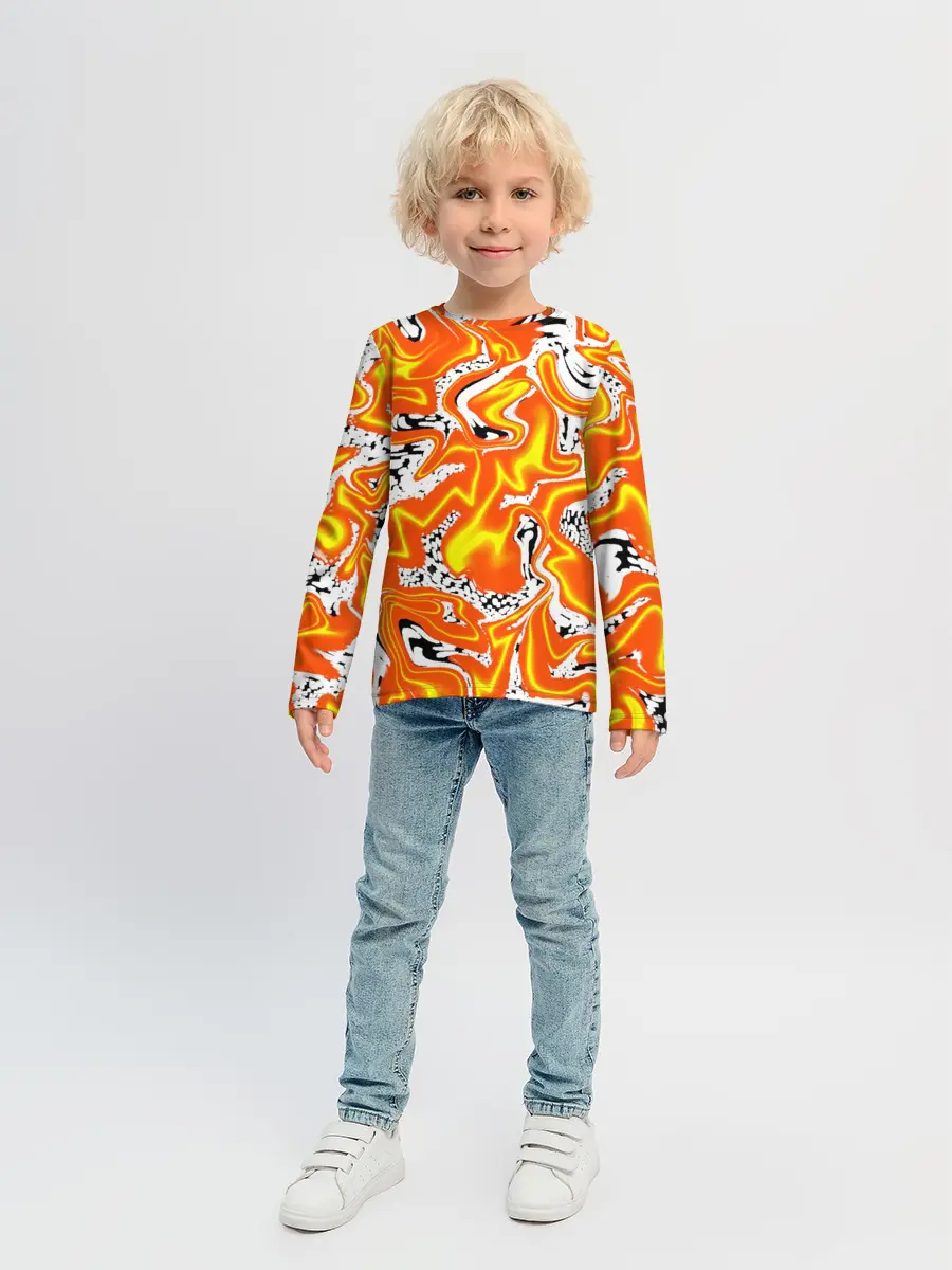 Детский лонгслив / Огненные разводы лавы