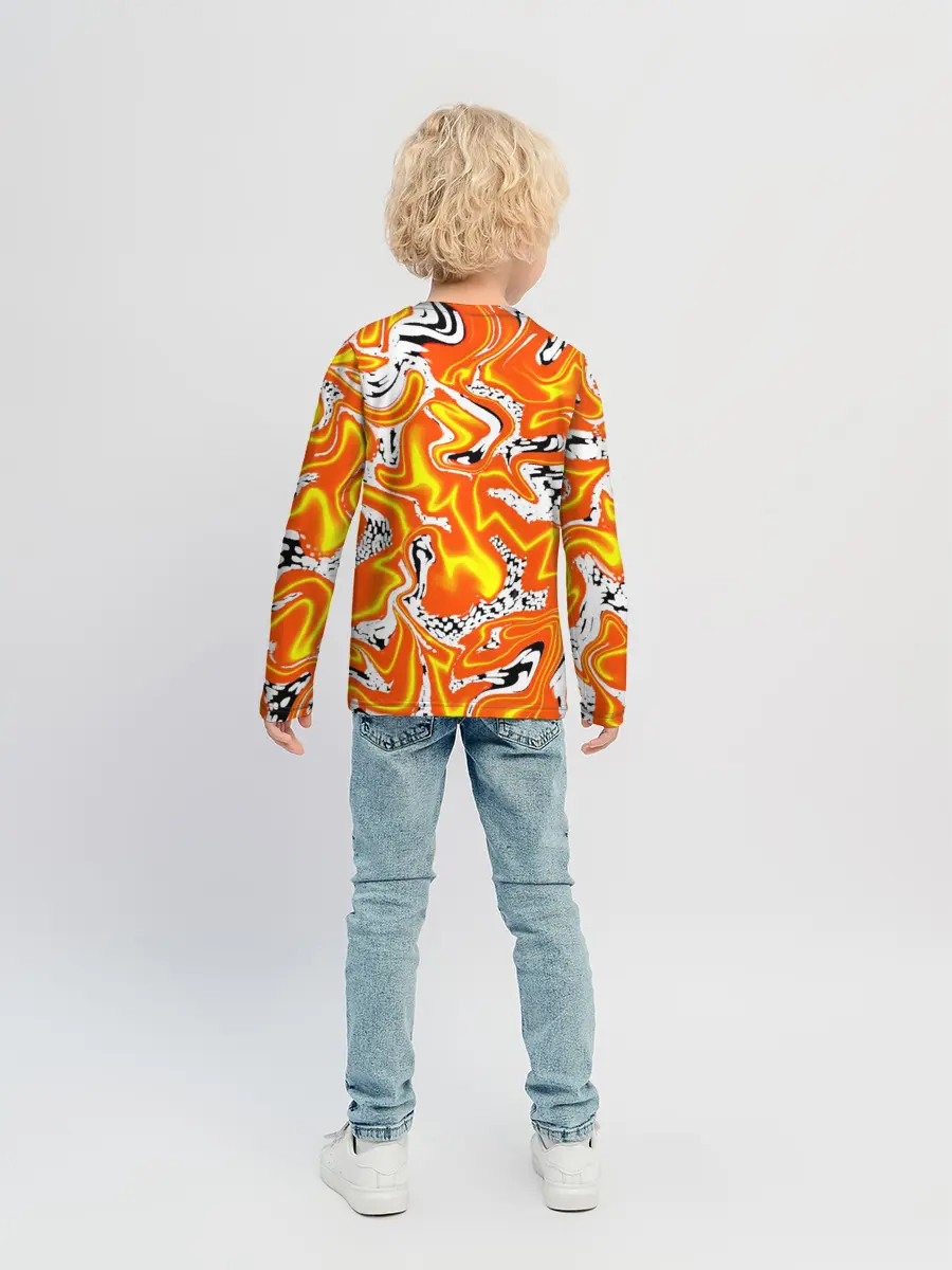 Детский лонгслив / Огненные разводы лавы