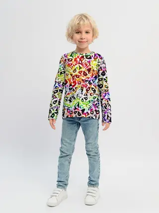 Детский лонгслив / Веселый узор из грустных котов