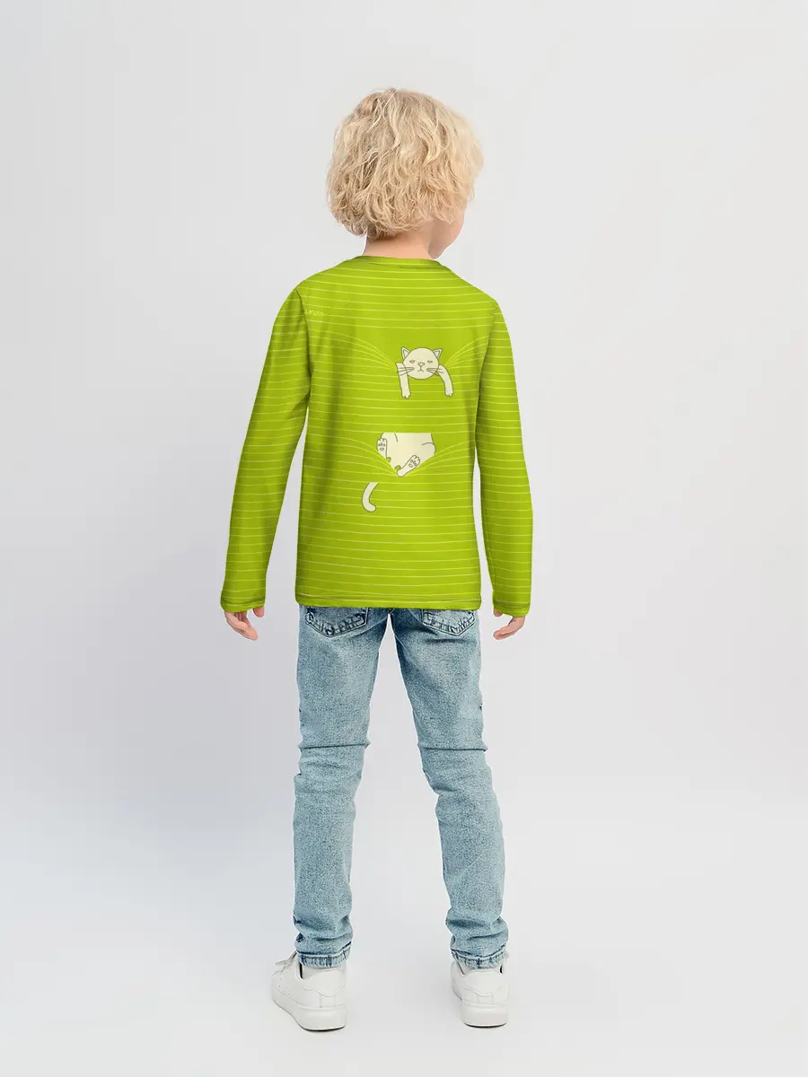 Детский лонгслив / Котик запутался в нитках