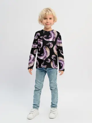 Детский лонгслив / Лиловые киты