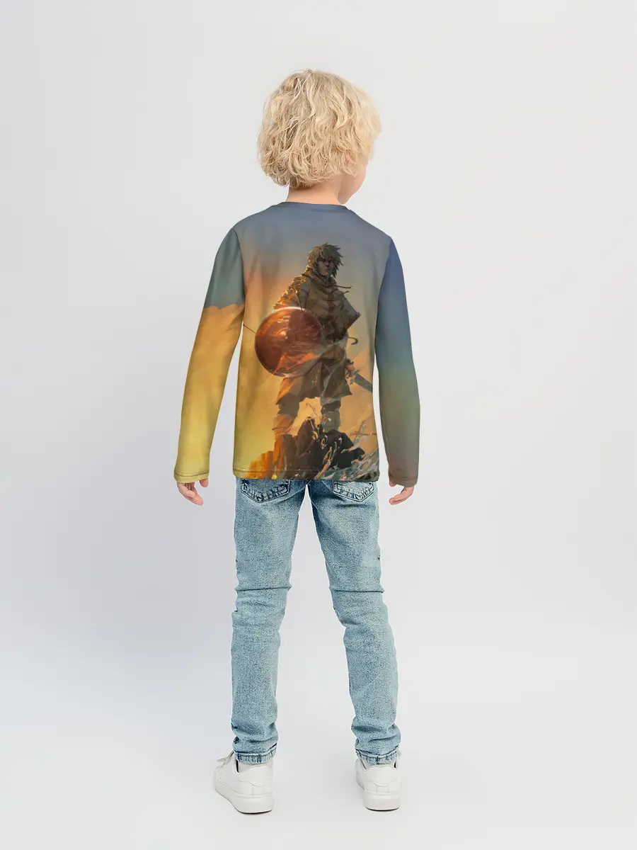 Детский лонгслив / Винланд стоит на скале сага