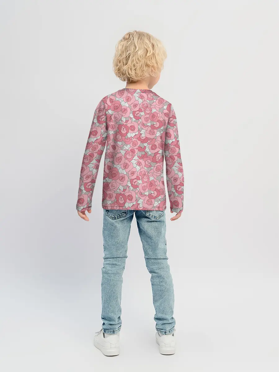 Детский лонгслив / Нежно коралловые розы