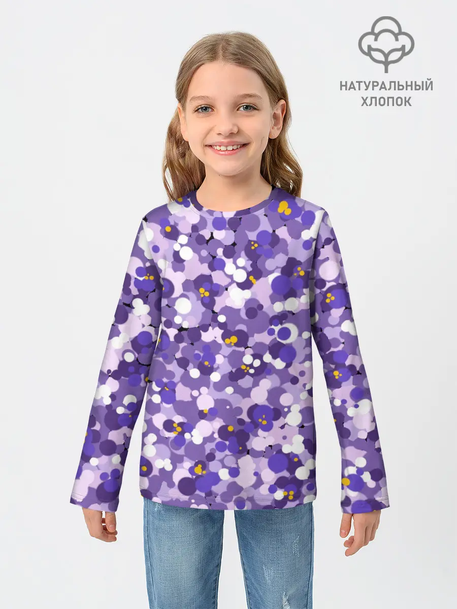 Детский лонгслив / Анютины глазки узор