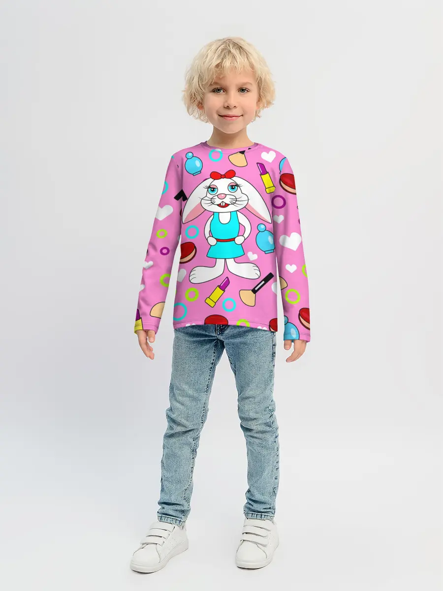 Детский лонгслив / кролик и косметика
