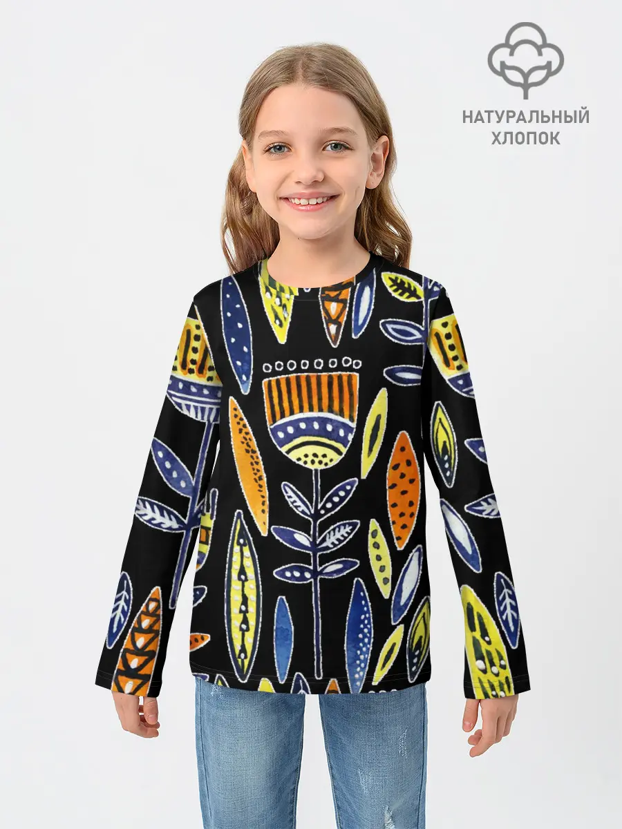 Детский лонгслив / вечные цветы фараона