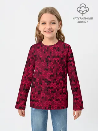 Детский лонгслив / Красно-черный абстрактный узор