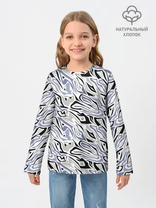 Детский лонгслив / Абстрактный сиренево-черный