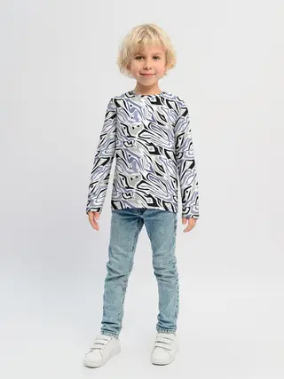 Детский лонгслив / Абстрактный сиренево-черный