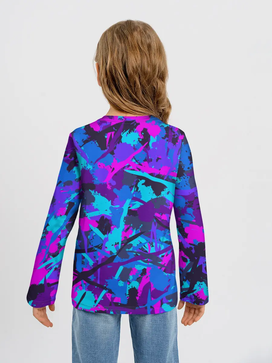 Детский лонгслив / Неоновые кляксы