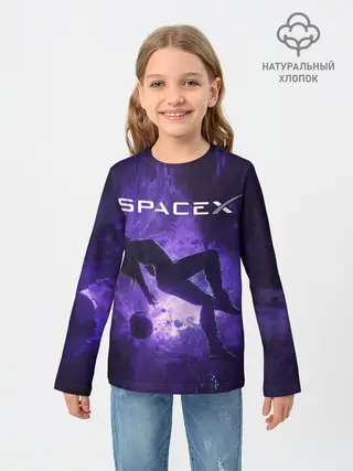 Детский лонгслив / Space X Girl in zero gravity