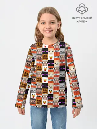 Детский лонгслив / MINECRAFT КУБИКИ ПЕРСОНАЖИ
