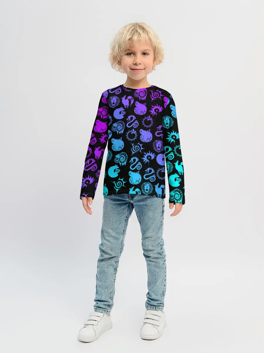 Детский лонгслив / 7 СМЕРТНЫХ ГРЕХОВ НЕОН ЭМБЛЕМЫ